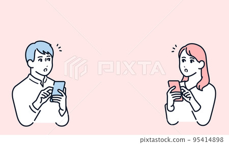 Vector illustration material of young men and women who notice something Vector illustration material of young men and women who notice something 95414898