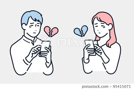 Vector illustration material of young men and women who are depressed without encounters 95415071