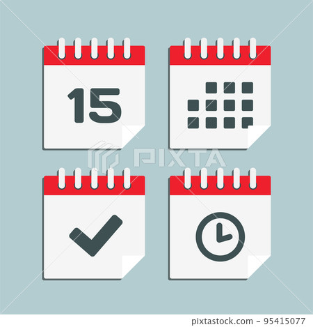 Icon calendar number 15, agenda app, timer, done 95415077