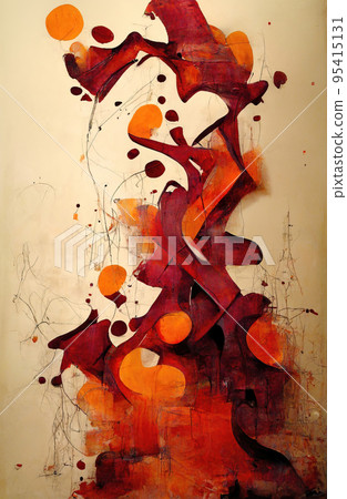 abstract illustration in orange and burgundy 95415131