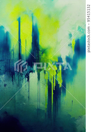 abstract background with blue green leaking paint abstract background with blue green leaking paint 95415132