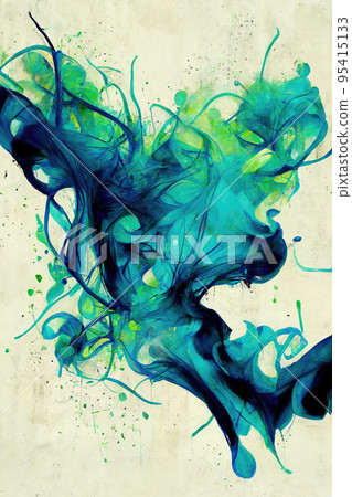 abstract composition in green and blue abstract composition in green and blue 95415133