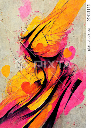 abstract composition in pink , orange and yellow abstract composition in pink , orange and yellow 95415135
