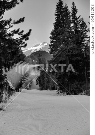 Bansko, Bulgaria ski area in black and white Bansko, Bulgaria ski area in black and white 95415208