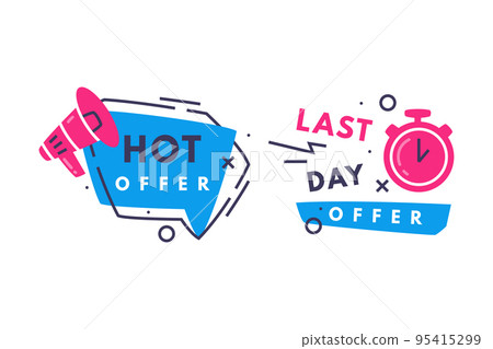 Hot Sale and Last Offer Promo Sticker and Label Vector Set 95415299