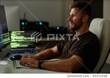 Computer Programmer Working at Night Computer Programmer Working at Night 95415386