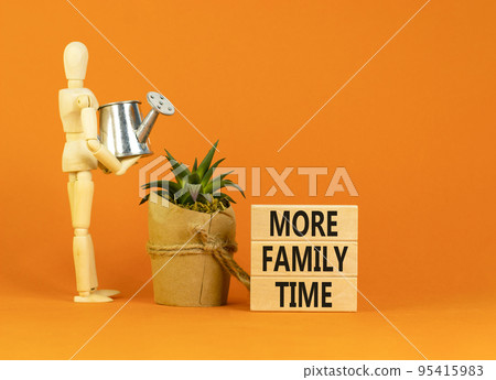 More family time and support symbol. Concept words More family time on wooden blocks. Businessman model. Beautiful orange table orange background. Business, more family time qoute concept. Copy space. More family time and support symbol. Concept words More family time on wooden blocks. Businessman model. Beautiful orange table orange background. Business, more family time qoute concept. Copy space. 95415983