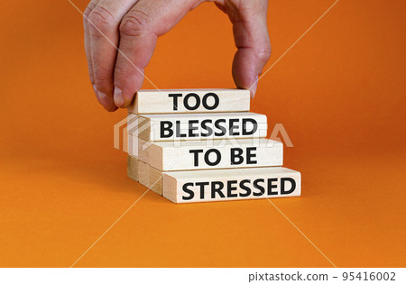 Too blessed to be stressed symbol. Concept words Too blessed to be stressed on wooden blocks. Beautiful orange table orange background. Psychological and too blessed to be stressed concept. Copy space Too blessed to be stressed symbol. Concept words Too blessed to be stressed on wooden blocks. Beautiful orange table orange background. Psychological and too blessed to be stressed concept. Copy space 95416002