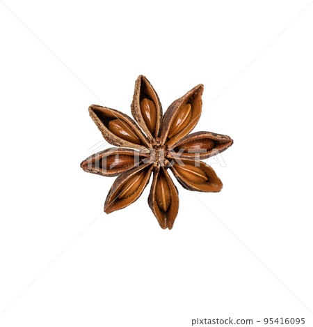 Anise star isolated on white background. Anise star spice with seeds. 95416095