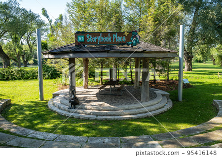 Toronto, Ontario, Canada - July 30 2021 : Toronto Islands Park Centre island Franklin Children's Garden. Toronto, Ontario, Canada - July 30 2021 : Toronto Islands Park Centre island Franklin Children's Garden. 95416148