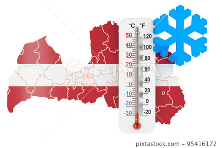 Extreme cold in Latvia concept. 3D rendering 95416172