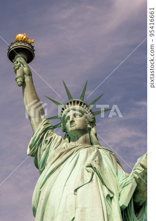 Statue of Liberty front view with torch and declaration of independence Statue of Liberty front view with torch and declaration of independence 95416661