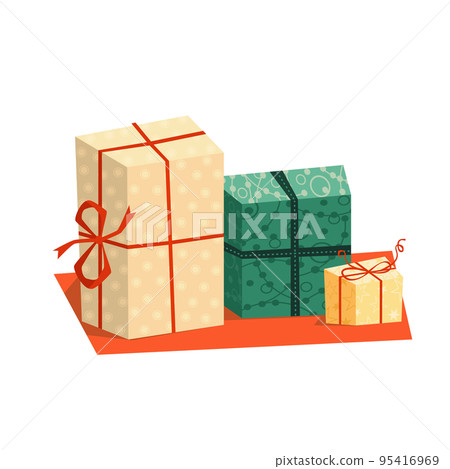 Festive ornate gift boxes vector icon isolated 95416969