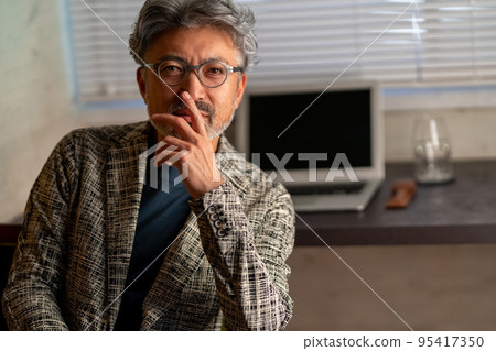 Cool businessman classical elegant appearance cafe customer service sitting Cool businessman classical elegant appearance cafe customer service sitting 95417350