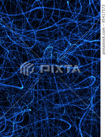 Against a black background Chaos from blue lines. Against a black background Chaos from blue lines. 95417573