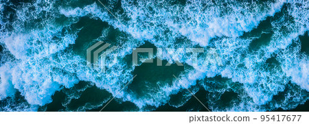 Ocean waves surface texture. Abstract blue water background with splashes of sea foam. 3d Ocean waves surface texture. Abstract blue water background with splashes of sea foam. 3d 95417677