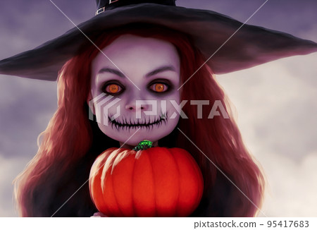Halloween background. Fantasy witch. Abstract concept. 3d image Halloween background. Fantasy witch. Abstract concept. 3d image 95417683