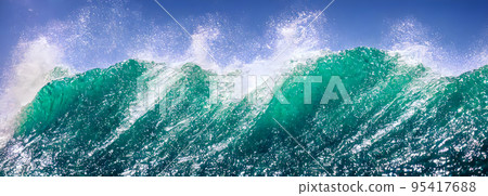 Ocean waves surface texture. Abstract blue water background with splashes of sea foam. 3d Ocean waves surface texture. Abstract blue water background with splashes of sea foam. 3d 95417688