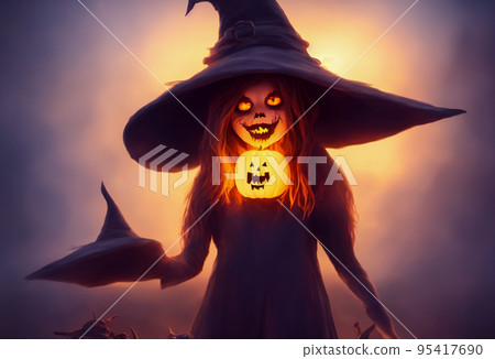 Halloween background. Fantasy witch. Abstract concept. 3d image Halloween background. Fantasy witch. Abstract concept. 3d image 95417690