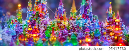 Abstract candy castle. Christmas background. 3d image Abstract candy castle. Christmas background. 3d image 95417780