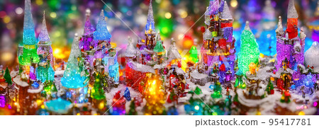 Abstract candy castle. Christmas background. 3d image Abstract candy castle. Christmas background. 3d image 95417781
