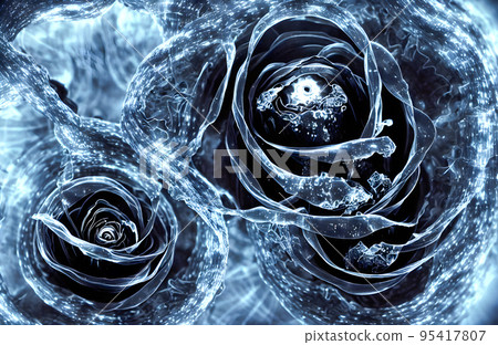 Abstract background. Flower underwater. Black Roses. 3d Abstract background. Flower underwater. Black Roses. 3d 95417807