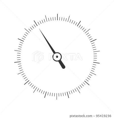 Round measuring scale with arrow. 360 degreetemplate of manometer, barometer, compass, navigation or level meter tool Round measuring scale with arrow. 360 degreetemplate of manometer, barometer, compass, navigation or level meter tool 95419236