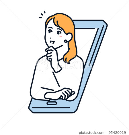 智能手機和女人矢量圖素材 智能手機和女人矢量圖素材 95420019