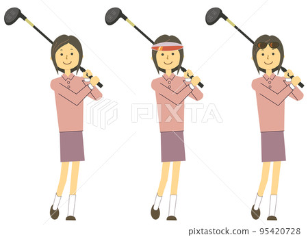 Female golfer swinging Part 2 Vector material Female golfer swinging Part 2 Vector material 95420728