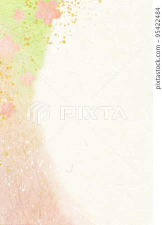 New Year's card illustration of Japanese paper in gentle colors 95422484