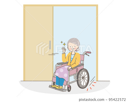 Senior woman in wheelchair and barrier-free housing 95422572