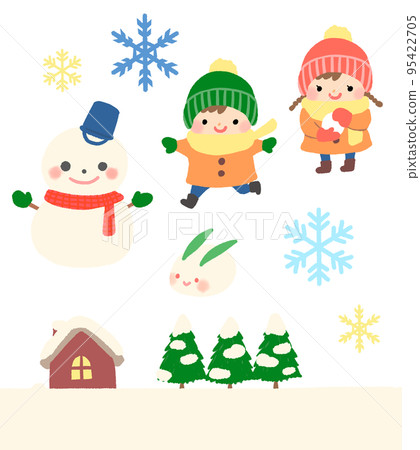 可愛的冬季插圖集 可愛的冬季插圖集 95422705