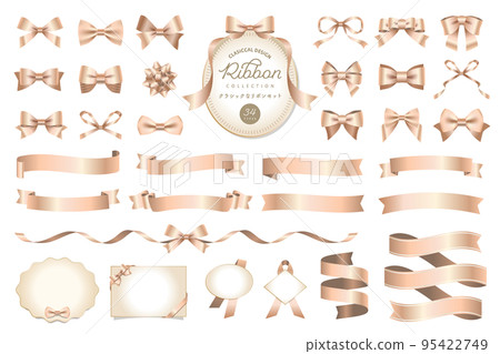 經典絲帶處理和框架矢量圖集金米色/ 經典絲帶處理和框架矢量圖集金米色/ 95422749