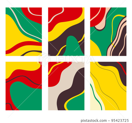 Collection of multicolored abstract paintings against white background 95423725