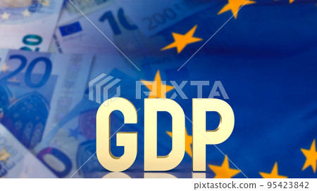 The gold gdp text on euro background for business concept 3d rendering 95423842