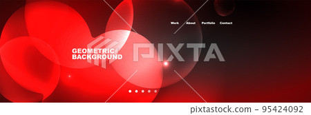 Neon glowing bubbles, circles magic energy space light concept, abstract background wallpaper design 95424092