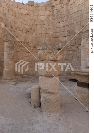 Mount Herodion and the ruins of the fortress of King Herod inside an artificial crater. The Judaean Desert, West Bank. Mount Herodion and the ruins of the fortress of King Herod inside an artificial crater. The Judaean Desert, West Bank. 95424461