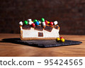 children's cheesecake with chocolate inside. Close up. 95424565