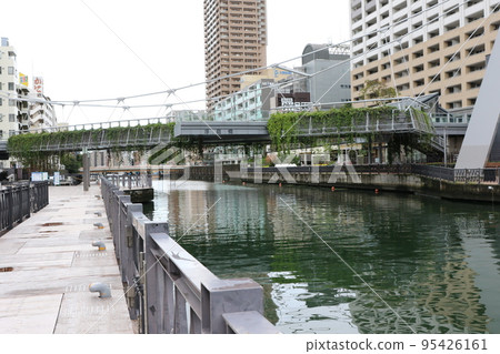 "Ukiniwa Bridge" over the Dotonbori River in Osaka City 95426161