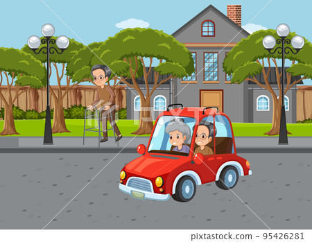 Senior couple driving car Senior couple driving car 95426281