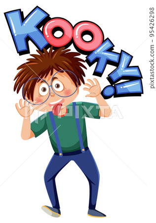 Playful cartoon character with kooky word expression Playful cartoon character with kooky word expression 95426298