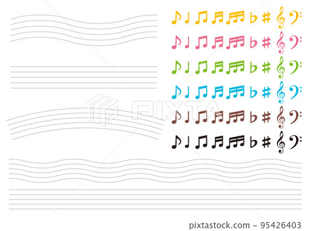 插圖集的音符和五線譜 95426403