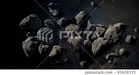 Asteroid belt. 3d illustration. Elements of this image furnished by NASA. Asteroid belt. 3d illustration. Elements of this image furnished by NASA. 95426535