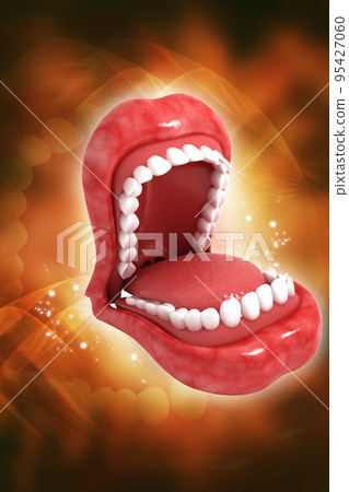 3d rendered mouth isolated on a color background 95427060