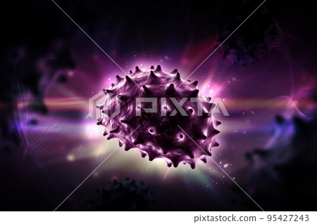 3d rendered  influenza virus in color background 95427243