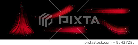 Set of red sparkling flow on black background Set of red sparkling flow on black background 95427283