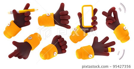 3D illustration set of hand gestures on white 95427356
