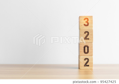 2023 year block on table background. goal, Resolution, strategy, plan, start, budget, mission, action, motivation and New Year concepts 95427425