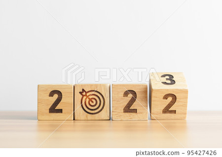 2022 change to 2023 Year block with dartboard icon. Goal, Target, Resolution, strategy, plan, Action, mission, motivation, and New Year start concepts 2022 change to 2023 Year block with dartboard icon. Goal, Target, Resolution, strategy, plan, Action, mission, motivation, and New Year start concepts 95427426