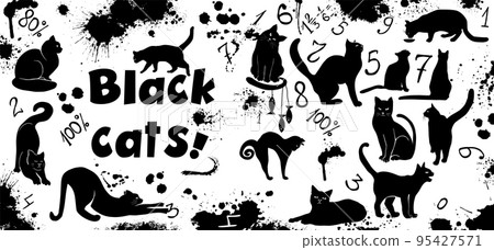 Mug design. Black cats. Vector illustration Art 95427571